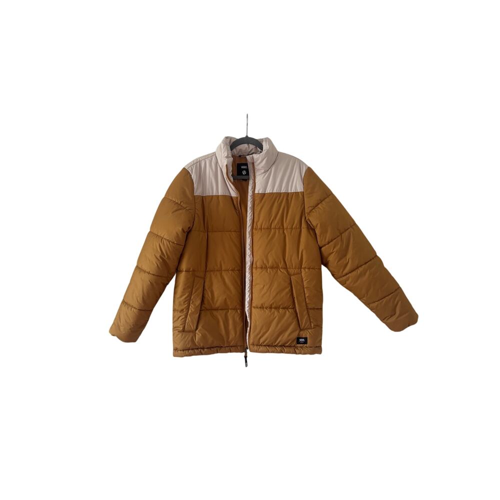 Vans Medium Two-Tone Puffer Jacket Yellow and Beige - Picture 2 of 8